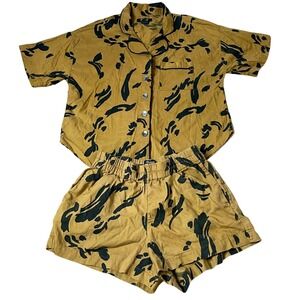 Madewell Womens Pajama Set Size S Short Sleeve Top & Shorts‎ Camo Print